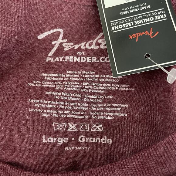 Fender Men's Size Large Graphic T-Shirt Short Sleeve Burgundy Red Cotton Blend - Picture 3 of 4
